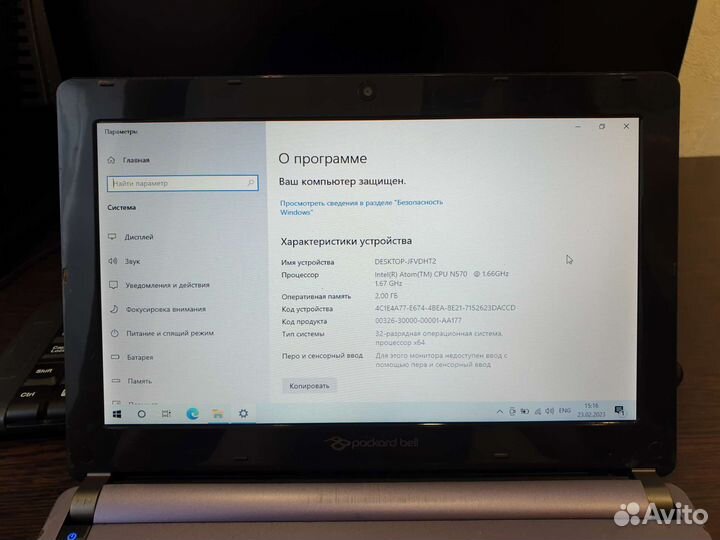 Нетбук packard bell dot s