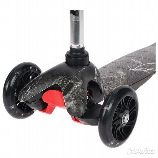 Самокат graffiti-mini, свет. колёса, чёрная молния