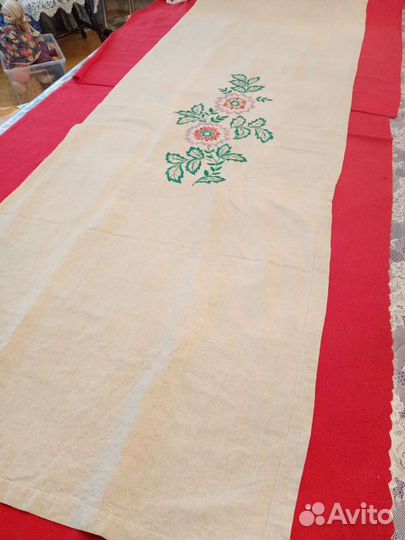 Подзор винтажный льняной