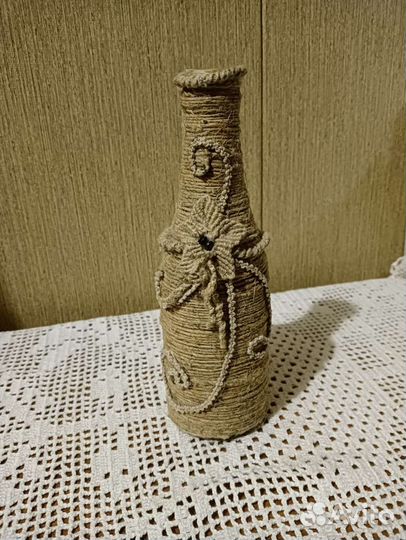 Бутылка с отделкой макраме