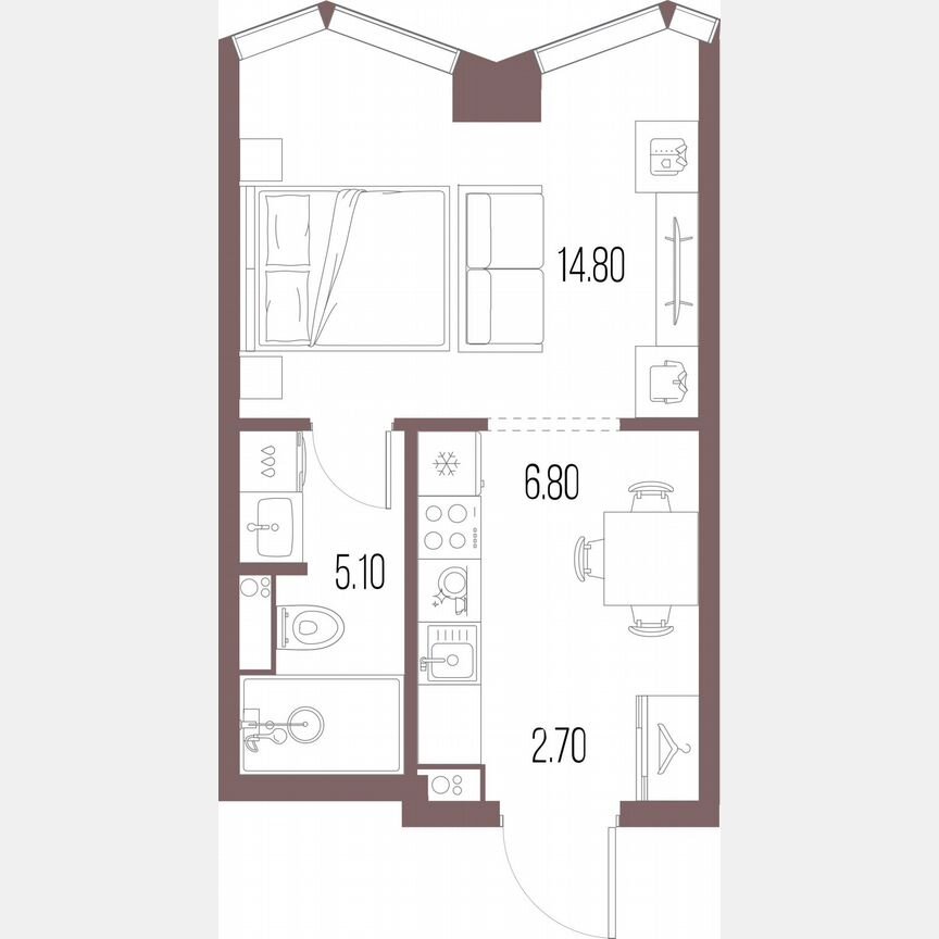 Квартира-студия, 29,4 м², 30/34 эт.