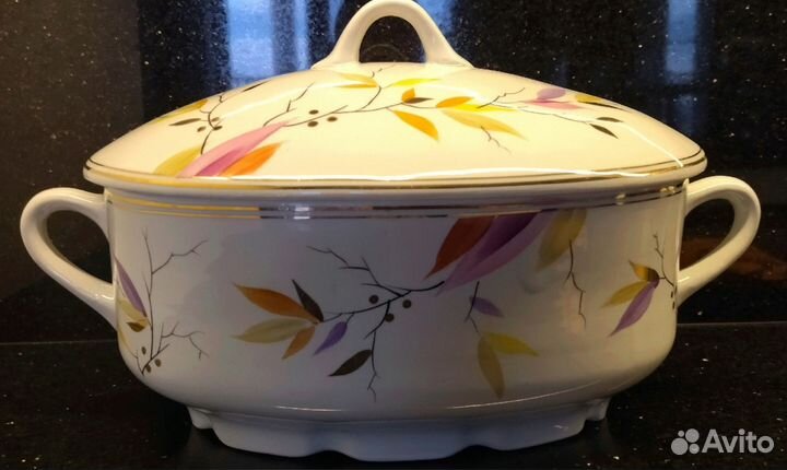 Супница 3,5 литра. фарфор, роспись, позолота 1958