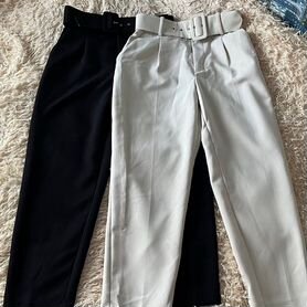 Брюки женские zara xs s черные и бежевые