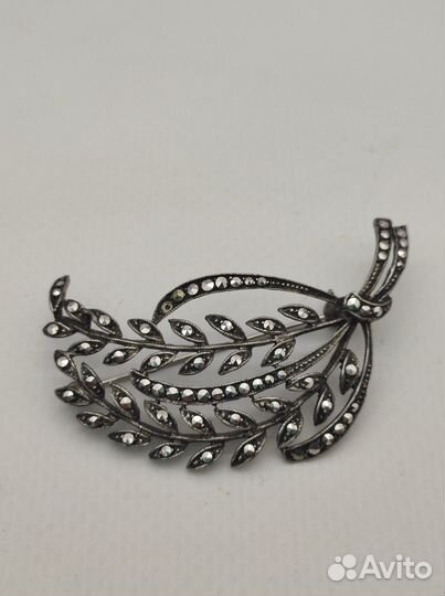 Брошь серебро Стерлинг марказиты сер. XX в. №