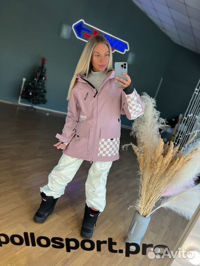 Куртка горнолыжная с подогревом унисекс пудровая