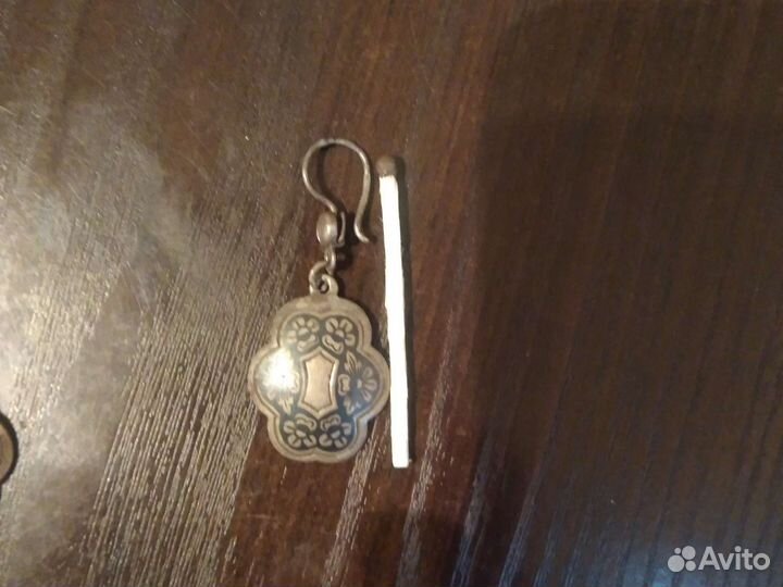 Браслет серебро кубачи, серьги, брошь СССР