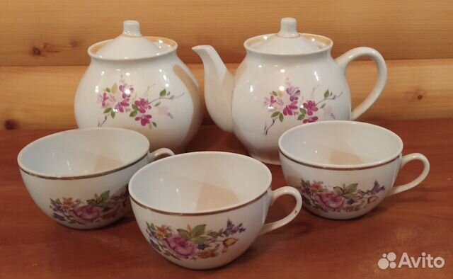 Сервиз для чая, фарфор (5 предметов ) СССР