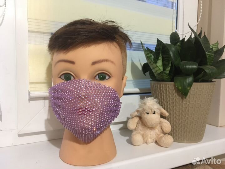 Маска со стразами медицинская декоративная