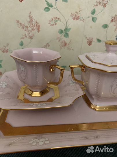 Чайный набор из розового фарфора Чехия