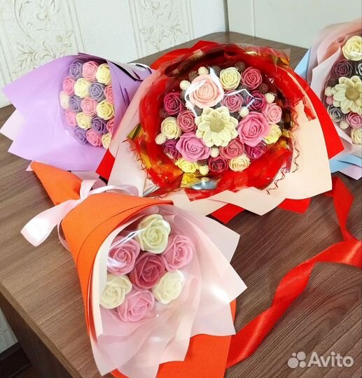 Шоколадные букеты, розы