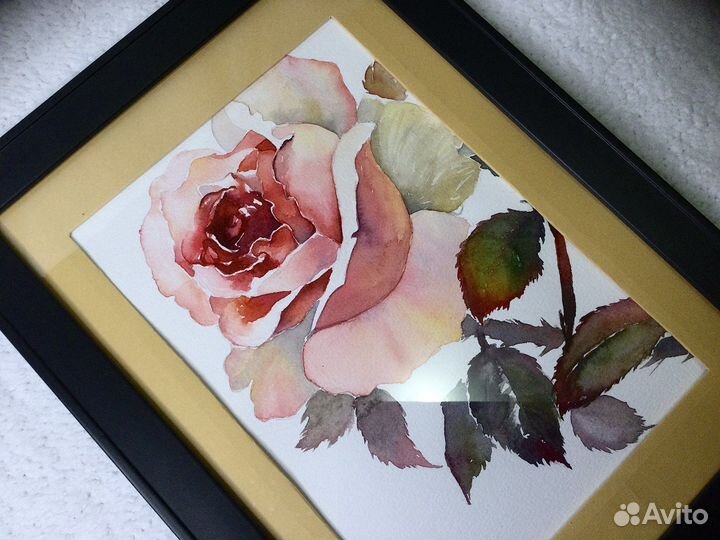Картина акварель цветы «Роза»