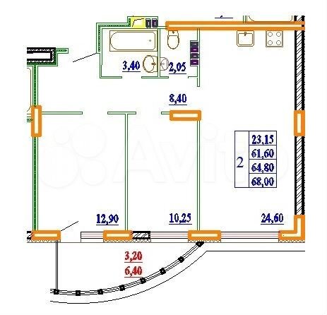2-к. квартира, 67,9 м², 5/11 эт.