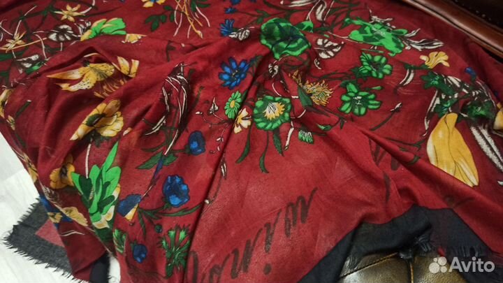 Платок шаль etro 120см тонкорунная шерсть италия