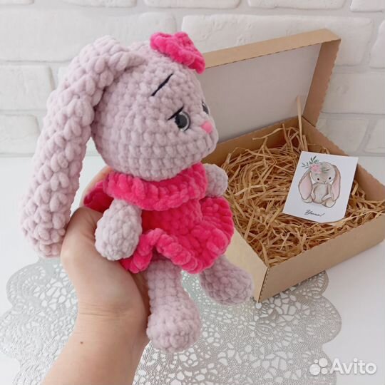 Мягкая игрушка зайчик вязаный, зайка вязаная