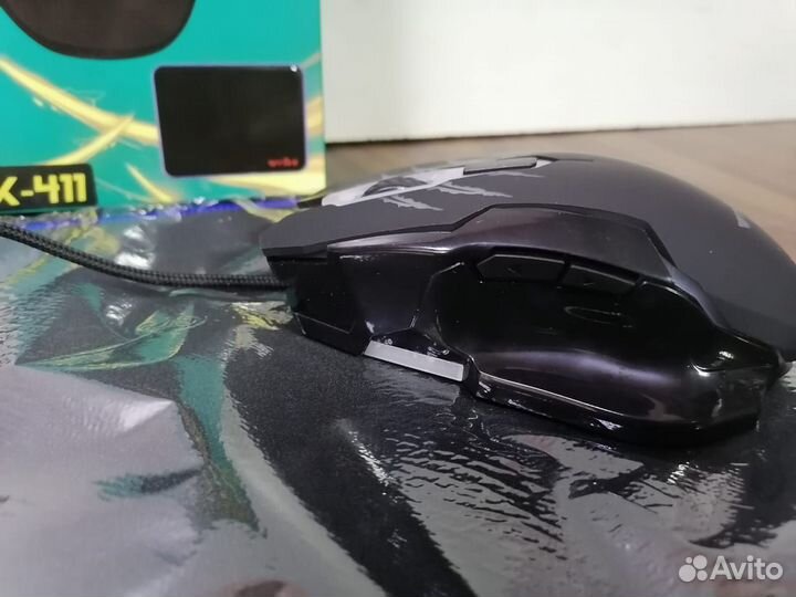 Набор: Мышь проводная Weibo WK-411 + Коврик