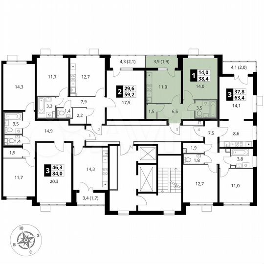1-к. квартира, 38,4 м², 21/25 эт.