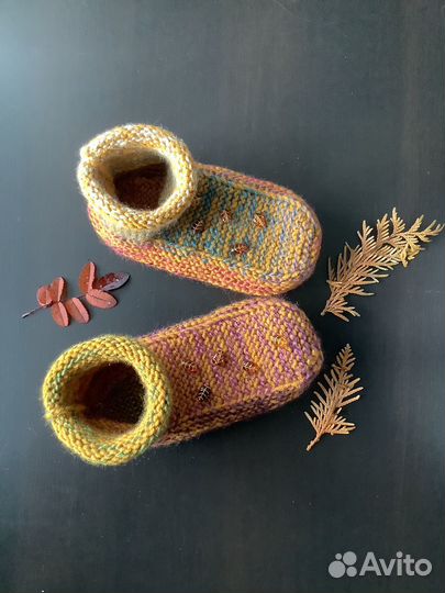 Носки домашние теплые, вязаные тапочки