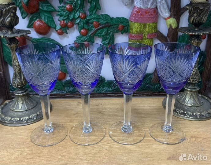 Рюмка хрусталь, кобальт. 4 шт