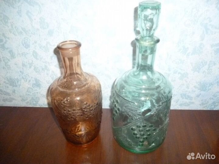 Графины для вина, цветное стекло, СССР