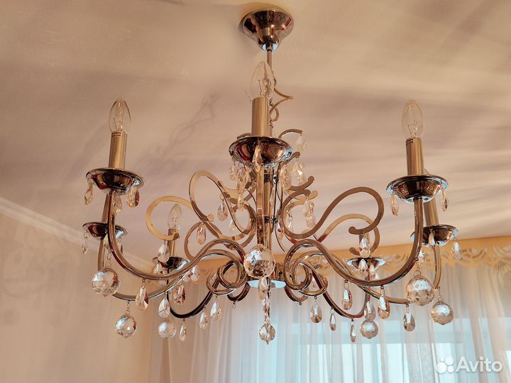 Люстра дизайнерская сталь+хрусталь