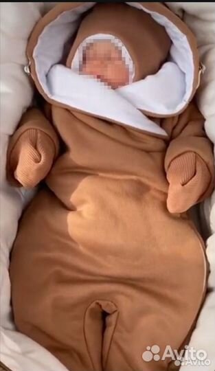 Демисезонный комбинезон-пальто, набор размер 62+