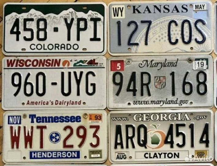 Автомобильные номера США, б/у