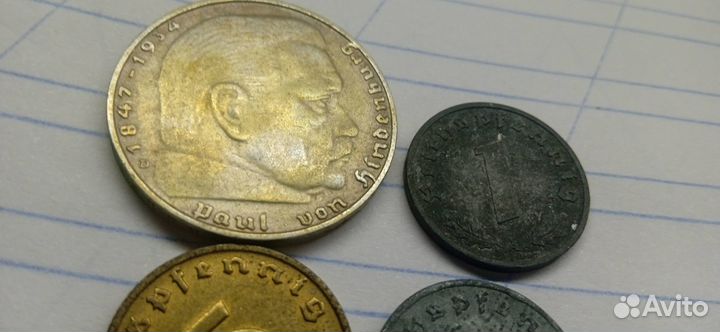 Монета 2 марки Германия серебро 1937