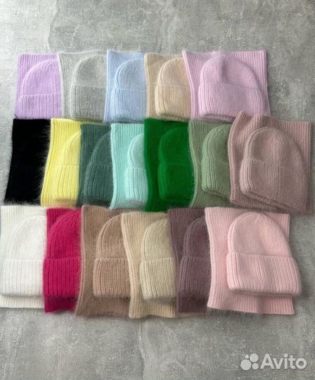 Шапка и снуд итальянская ангора