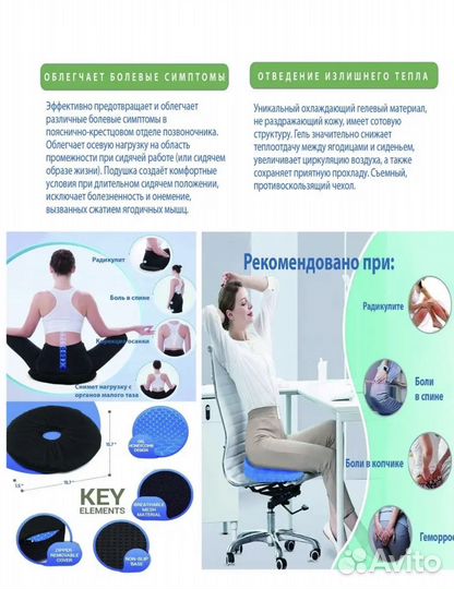 Подушка-кольцо ортопедическая гелевая