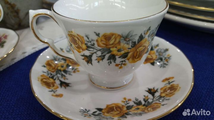 Чайная/кофейная пара Англия Royal Vale Желтые роз