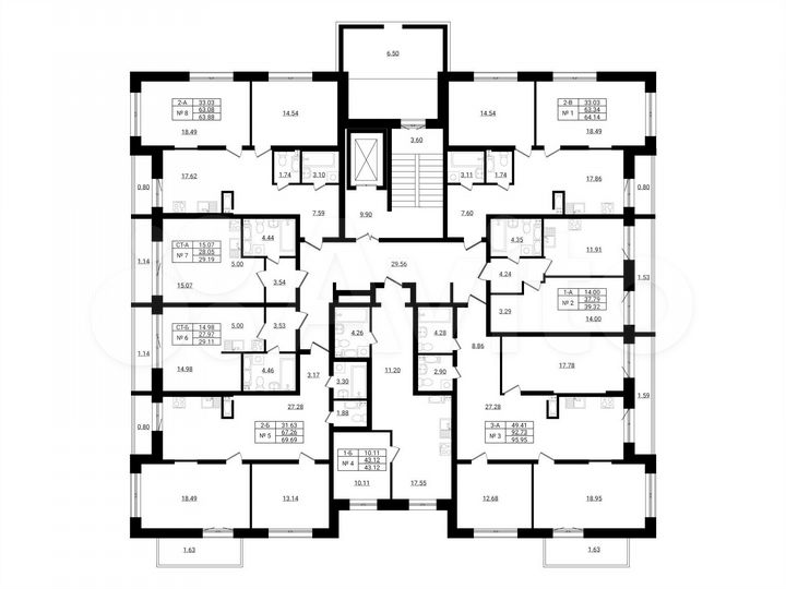 2-к. квартира, 64,1 м², 2/9 эт.