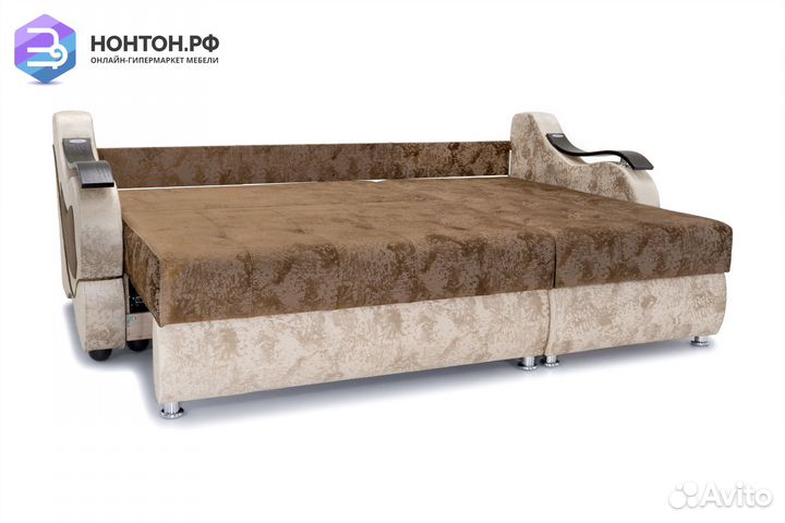 Диван угловой тик-так Дублин светло-коричневый