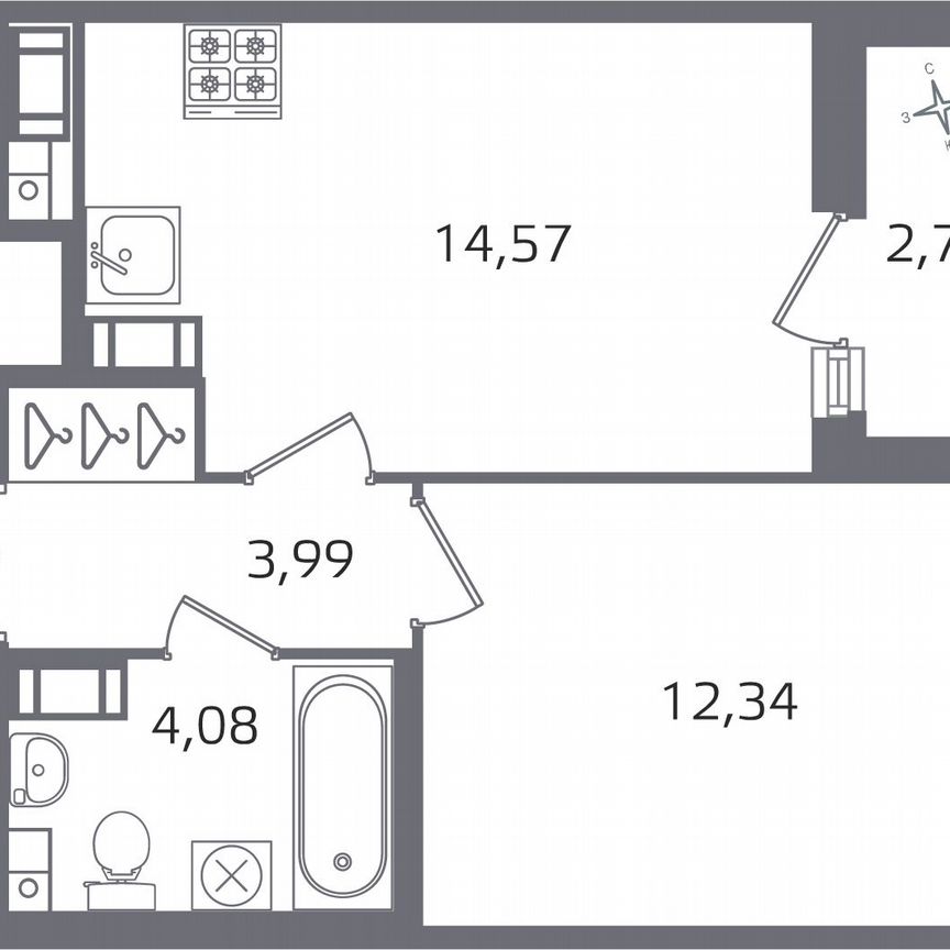 1-к. квартира, 36,4 м², 15/17 эт.