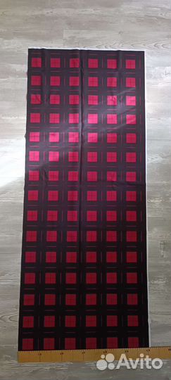 Ткань габардин красно-черная клетка