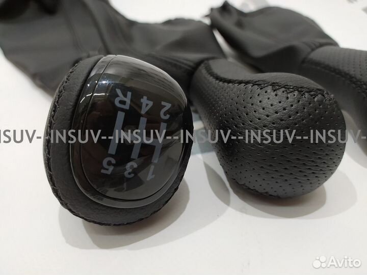 Люкс ручки кпп в коже на Ниву (черн. нитка) черн