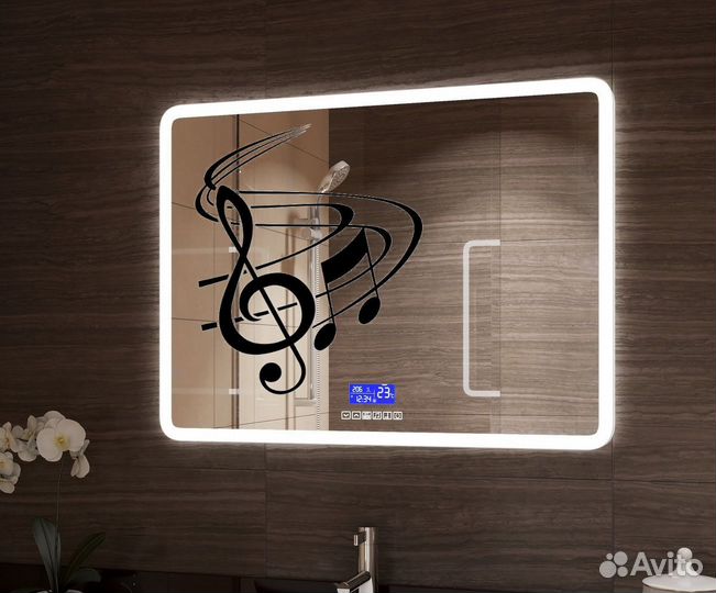Зеркало в ванную с подсветкой и музыкой Розаура