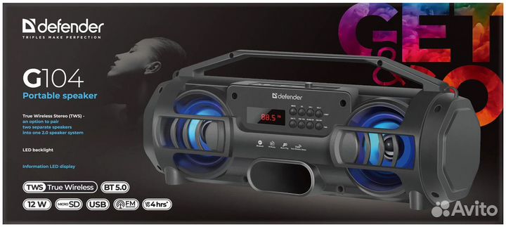 Колонка defender G104 BT Блютуз, 12Вт