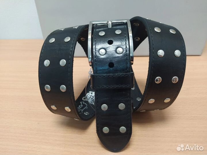 Мужской кожаный ремень. Джинсовый