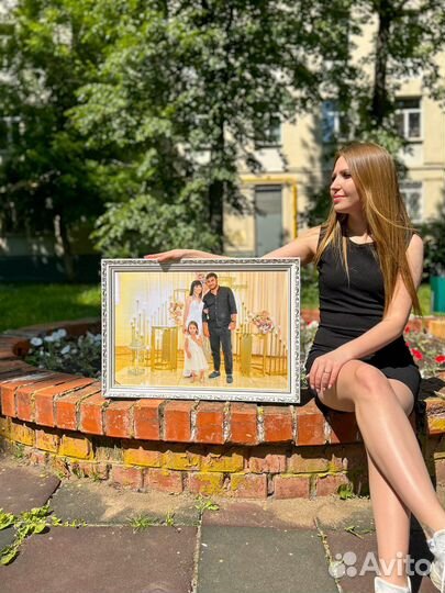 Портрет по фото на холсте