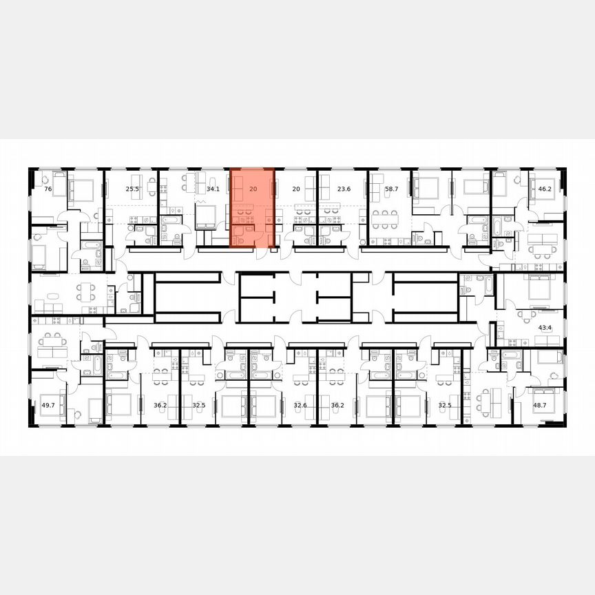 Квартира-студия, 20 м², 21/25 эт.