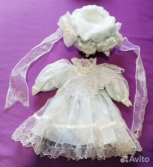 Кукла фарфоровая коллекционная + шляпка, платье