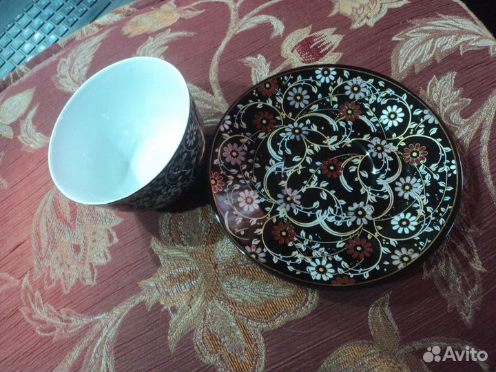 Чайная пара фарфор чёрный