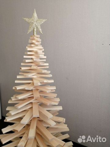 Ёлка новогодняя деревянная из реек
