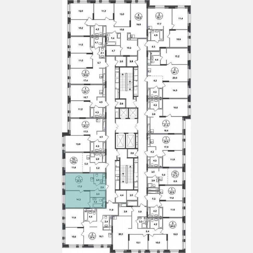 1-к. квартира, 44,5 м², 5/20 эт.