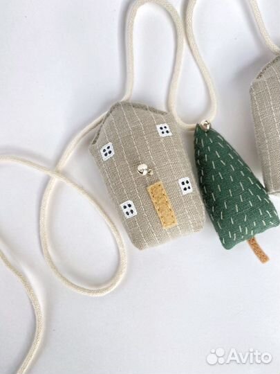 Гирлянда домики в детскую, новая, нат.лён