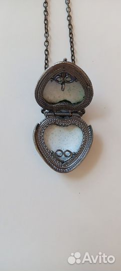 Финифть кулон сердечко в черной гальванике