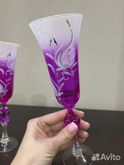 Свадебные бокалы ручной работы