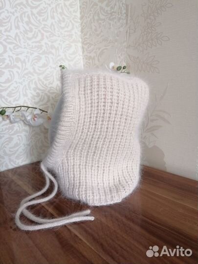 Капор капюшон вязаный из пуха норки (ангоры)