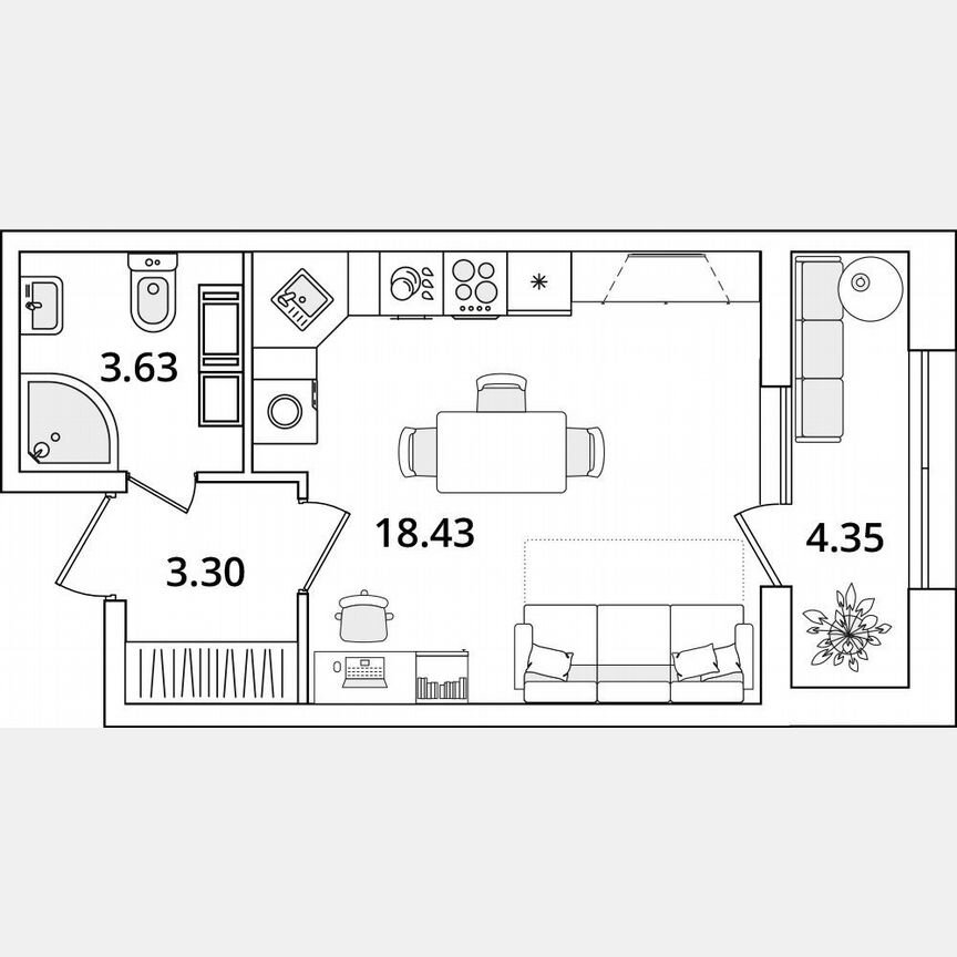 Квартира-студия, 27,5 м², 15/22 эт.