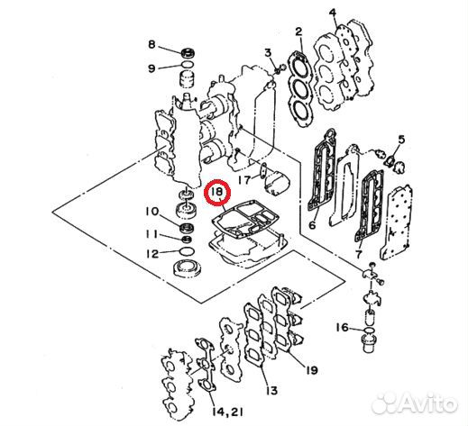 Прокладка под блок Yamaha 60-70 (Kacawa)